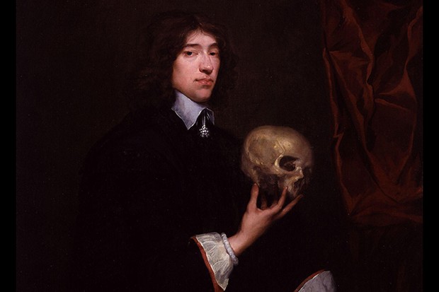 Painting of Sir William Petty holding a skull